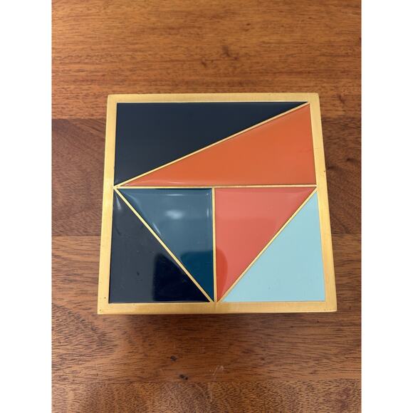 West Elm 5" Brass Edge Design Box - Picture 3 of 9